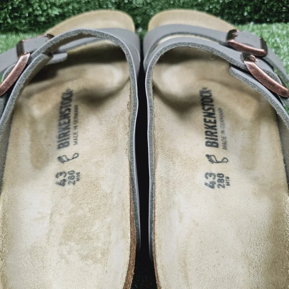 Birkenstock Arizona Buckle Brown Mocca Leather Slides Mens Size US 10 EU 43